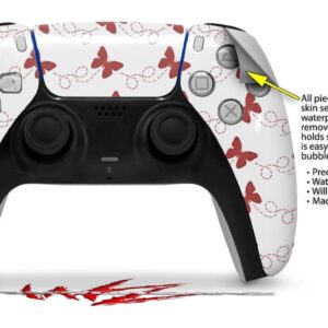 WraptorSkinz Skin Wrap compatible with Sony PS5 DualSense Controller Pastel Butterflies Red on White (CONTROLLER NOT INCLUDED)