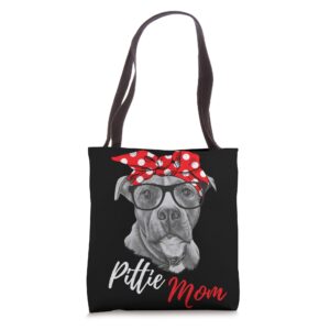 pitbull mom - funny pit bull dog gift for women tote bag