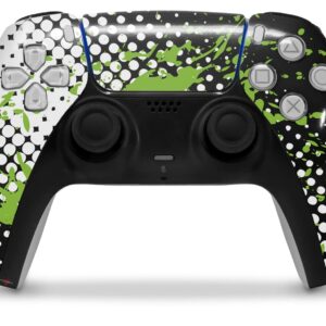 WraptorSkinz Skin Wrap compatible with Sony PS5 DualSense Controller Halftone Splatter Green White (CONTROLLER NOT INCLUDED)