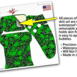 WraptorSkinz Skin Wrap compatible with Sony PS5 DualSense Controller Scattered Skulls Green (CONTROLLER NOT INCLUDED)