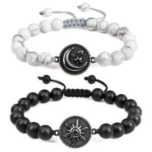 coai my sun and stars moon of my life onyx howlite stone yin yang matching couples bracelets