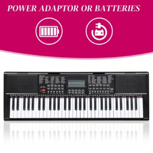 GLARRY 61-Key Portable Electronic Piano Keyboard for Beginner w/Lighted Keys, LCD Screen, Microphone, Headphones, 3 Teaching Modes, Built-In Speakers