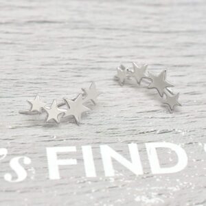 Sterling Silver Star Ear Climber - Hypoallergenic Ear Cuffs Stars Ear Crawler for Women Girls