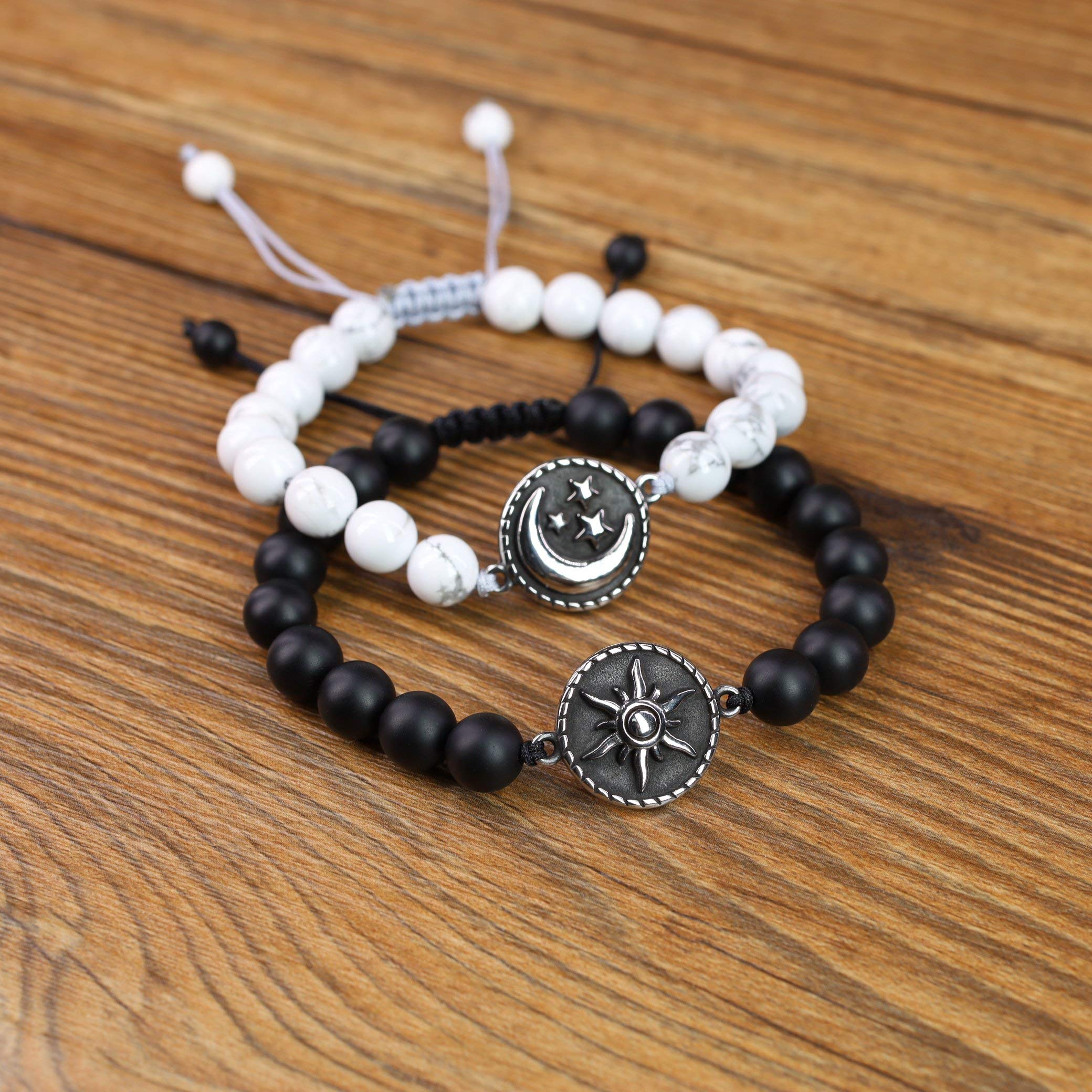 COAI My Sun and Stars Moon of My Life Onyx Howlite Stone Yin Yang Matching Couples Bracelets