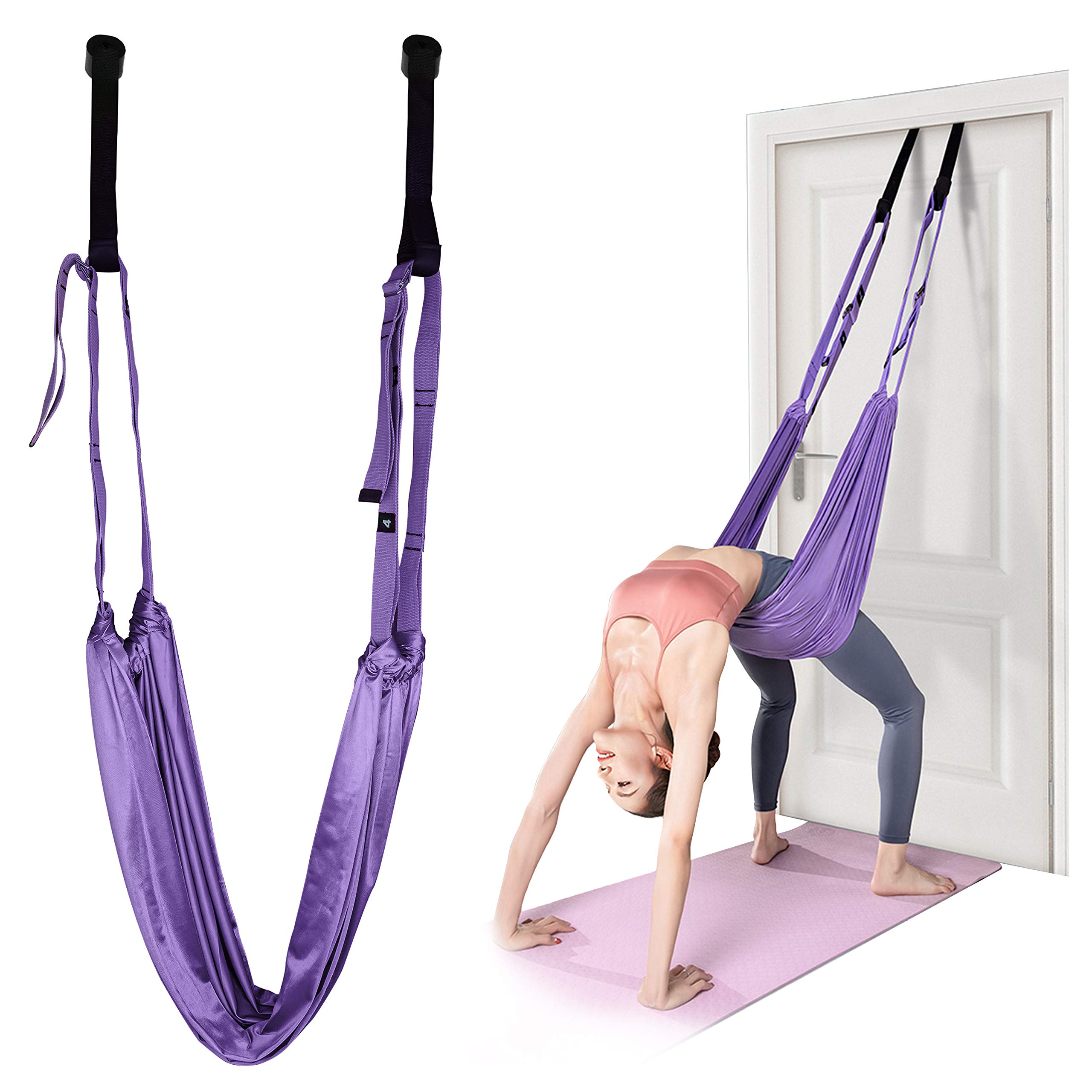 Adjustable Leg Stretching Strap, Yoga Fitness Flexibility Door Stretcher Strap/Back Bend Assist Trainer, Yoga Swing for Aerial Yoga Ballet Cheer Gymnastics Taekwondo Dancers