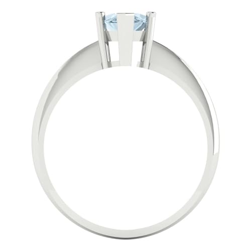 Clara Pucci 1.50 ct Marquise Cut Solitaire Natural Aquamarine Engagement Bridal Promise Anniversary Ring 18K White Gold Size 10.25