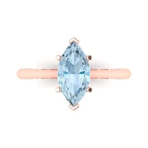 clara pucci 1.50 ct marquise cut solitaire natural aquamarine engagement wedding bridal promise anniversary ring 18k rose gold size 3.5