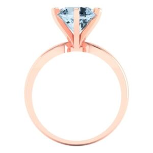 Clara Pucci 2.50ct Round Cut Solitaire Natural Aquamarine Excellent Engagement Bridal Promise Anniversary Ring in 18K Rose Gold Size 3.5