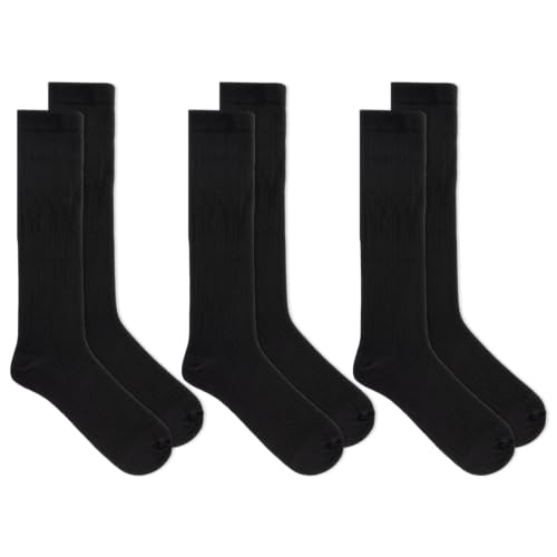 Dr. Scholl's Mens Graduated Compression Over The Calf - 2 & 3 Pair Packs Energizing Comfort And Fatigue Relief Sock, Black, 7-12 US