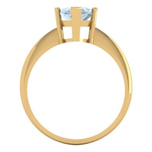 Clara Pucci 2.50 ct Marquise Cut Solitaire Natural Aquamarine Engagement Bridal Promise Anniversary Ring 18K Yellow Gold Size 3.5