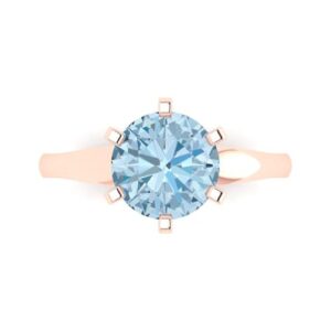 clara pucci 2.50ct round cut solitaire natural aquamarine excellent engagement bridal promise anniversary ring in 18k rose gold size 3.5