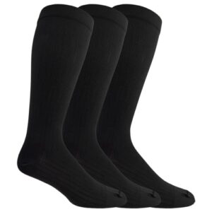 Dr. Scholl's Mens Graduated Compression Over The Calf - 2 & 3 Pair Packs Energizing Comfort And Fatigue Relief Sock, Black, 7-12 US