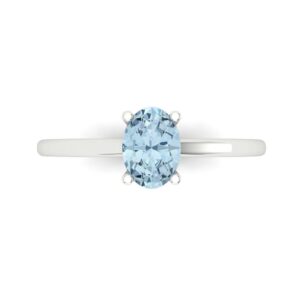 clara pucci 1.0 ct oval cut solitaire natural aquamarine engagement wedding bridal promise anniversary ring 18k white gold size 3.5