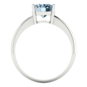 Clara Pucci 2.0 ct Oval Cut Solitaire Natural Aquamarine Engagement Wedding Bridal Promise Anniversary Ring 18K White Gold Size 6.75