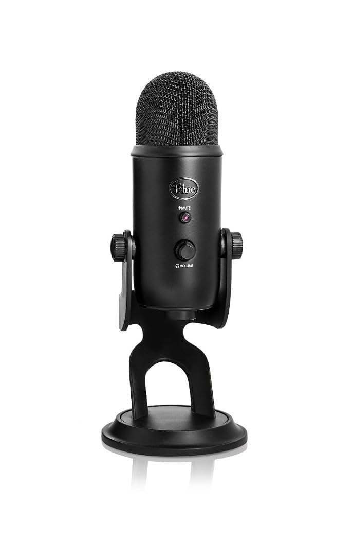 Blue Microphones Yeti (Blackout) Professional Multi-Pattern USB Microphone Bundle with Pop Filter (2 Items)