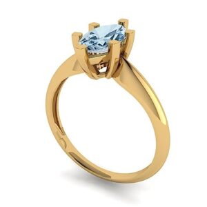 Clara Pucci 1.0 ct Marquise Cut Solitaire Natural Aquamarine Engagement Wedding Bridal Promise Anniversary Ring 18K Yellow Gold Size 5.5