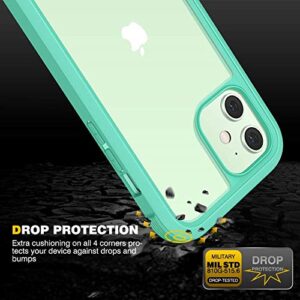 Diaclara Designed for iPhone 12 Mini Case, Full Body Rugged Case with Built-in Touch Sensitive Anti-Scratch Screen Protector, Soft TPU Bumper Case for iPhone 12 Mini 5.4" (Green and Clear)