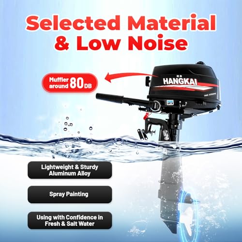 Outboard Motor 6 HP Outboard Motor Boat Engine 2 Stroke Heavy Duty Outboard Motor Fishing Boat Engine with Water Cooling System 102CC 4400W (2 Stroke 6ph)