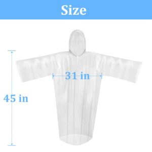 SAIWEYNEE Disposable Rain Ponchos For Adults- Transparent Waterproof Ponchos With Hood,Emergency Rain Gear for Camping,Hiking,Walking,Watching Games,Visiting Theme Park, 5 Pack