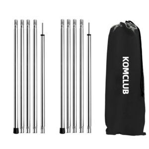 komclub tent poles adjustable tarp poles heavy duty stainless steel camping poles lightweight 78" collapsible canopy pole for tarp telescoping tent poles for awning hiking tarp shelter set of 2