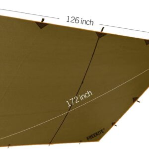 FREEKITE Lightweight Waterproof Camping Tarp Tent, Large Portable Bushcraft Backpacking Nylon Fabric Rain Fly Tarps for Hammock Tactical Hiking Emergency Shelter Tarp (Black)