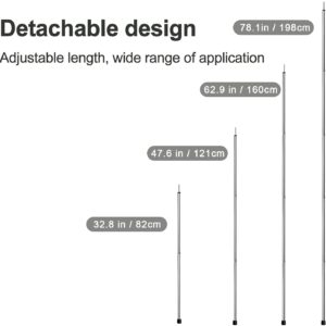 KOMCLUB Tent Poles Adjustable Tarp Poles Heavy Duty Stainless Steel Camping Poles Lightweight 78" Collapsible Canopy Pole for Tarp Telescoping Tent Poles for Awning Hiking Tarp Shelter Set of 2
