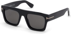 tom ford ft0711 fausto 01a 53mm shiny black/smoke geometric sunglasses for men + bundle with designer iwear eyewear kit