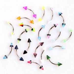 Fashion Charming Body Piercing Jewelry for Women Men Valentine's Day Boy Girl Friend 20 Pcs Stainless Steel Ball Barbell Curved Eyebrow Rings Bar Tragus Ear Piercing