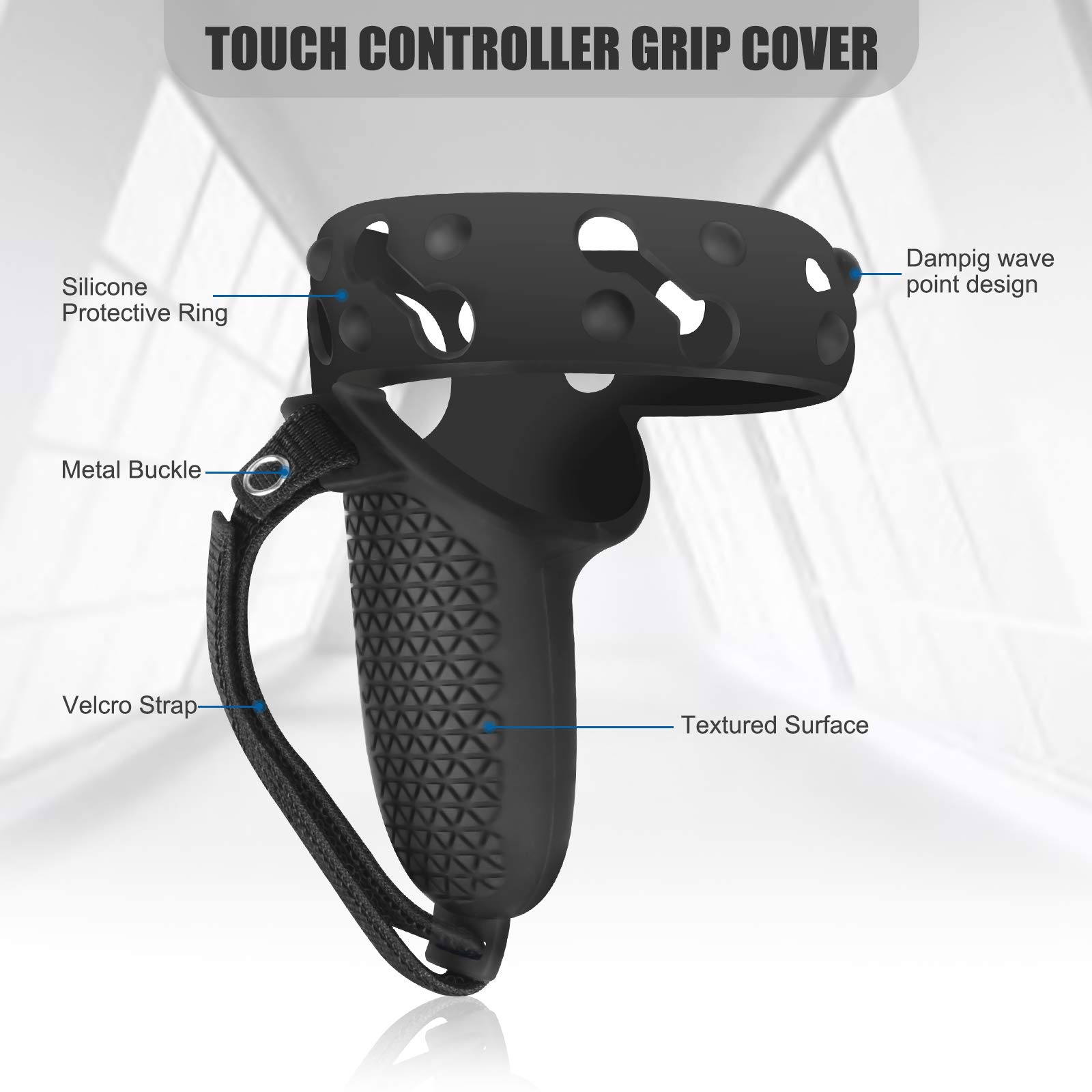 Eyglo Touch Controller Grip Cover & Adjustable Knuckle Strap for Oculus Quest 2 Anti Slip Anti-Throw Handle Protective Covers Oculus Quest 2 Controller Accessories