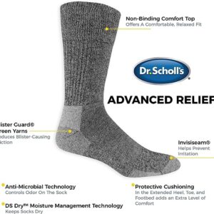 Dr. Scholl's Men's Advanced Relief Blisterguard - 2 & 3 Pair Packs Sock, Black, 7 12 US