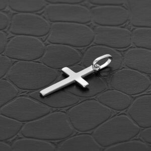 Mystigrey Men and Women Cross Pendant in 18K Gold Plated and in .925 Sterling Silver Plated Rhodium Small .8 inch x .4 inch, Large 1.1 inch x.6 inch, X Large 2 x 1.2 Inch (Silver Large FBA)