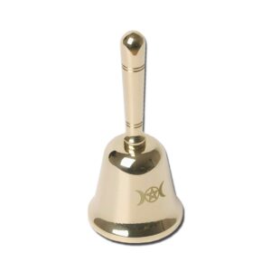 gbrand mini altar bell, solid brass triple moon goddess and pentagram wicca hand bell, pentacle bell for ritual kit (bell only)