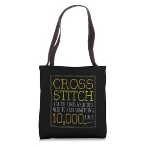 cross stitch humor needlepoint funny crafty mom quote gift tote bag