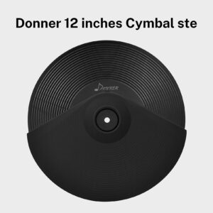 Donner Mute Cymbal Set with 12-inch Cymbals For electric drum kit, Signal Cable, Rack Clamp, And More Stable Iron Metal Bracket (For DED-200/300/400 Expansion)