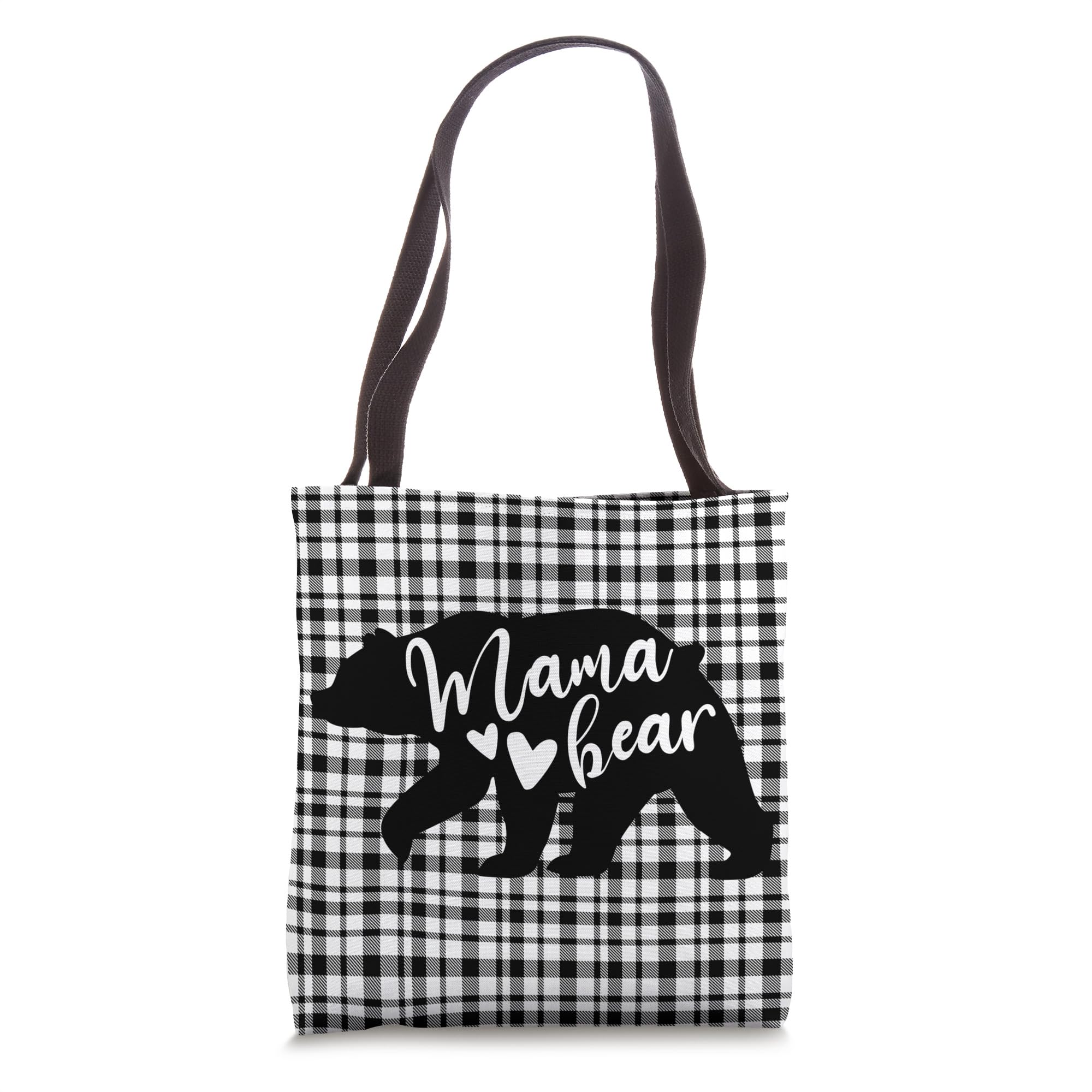 Mama Bear Buffalo Black and Red Plaid Family Women Mom Tote Bag