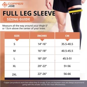 Copper Joe Full Leg Compression Sleeve - Ultimate Copper Infused, Support for Knee, Thigh, Calf, Arthritis, Running and Basketball. Single Leg Pant For Men & Women (Small)