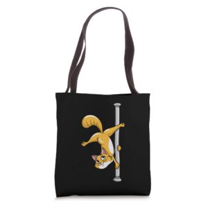 funny pole dancing cat lover gift pole dancer fitness gifts tote bag