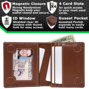 ID Stronghold Waltlet - RFID Blocking Bifold Wallet for Men with Magnetic Clasp - Brown