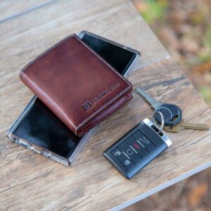 ID Stronghold Waltlet - RFID Blocking Bifold Wallet for Men with Magnetic Clasp - Brown