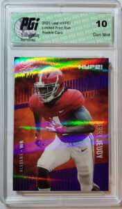 jerry jeudy 2020 leaf hype! #31 purple shimmer 1/1 rookie card pgi 10