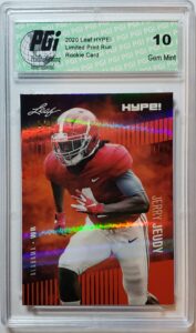 jerry jeudy 2020 leaf hype! #31 orange shimmer 1/1 rookie card pgi 10