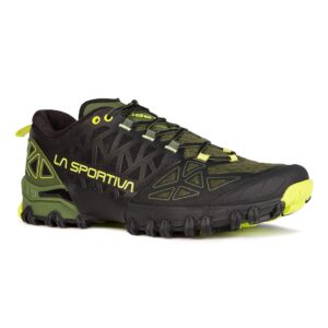 La Sportiva Mens Bushido II Trail Running Shoe, Olive/Neon, 10