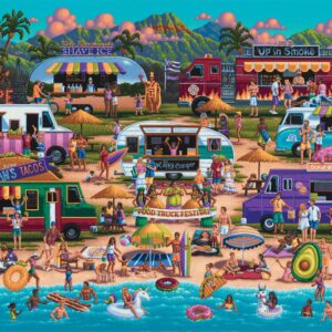 Buffalo Games - Pun Fuzzles - Hawaiian Food Truck Festival - 1000 Piece Jigsaw Puzzle