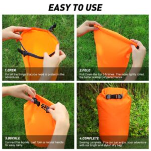 R2Depot Waterproof Dry Bag, 5L/10L/20L/40L/70L Dry Storage Bag for Kayaking, Gym, Hiking, Swimming (Orange, 20L)