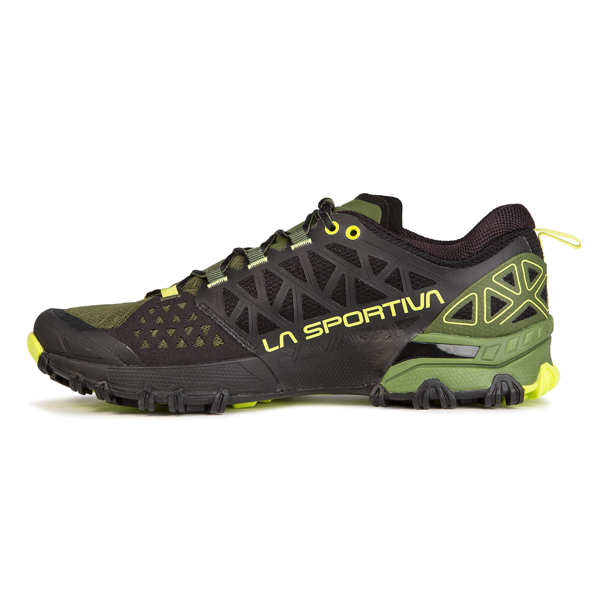 La Sportiva Mens Bushido II Trail Running Shoe, Olive/Neon, 10