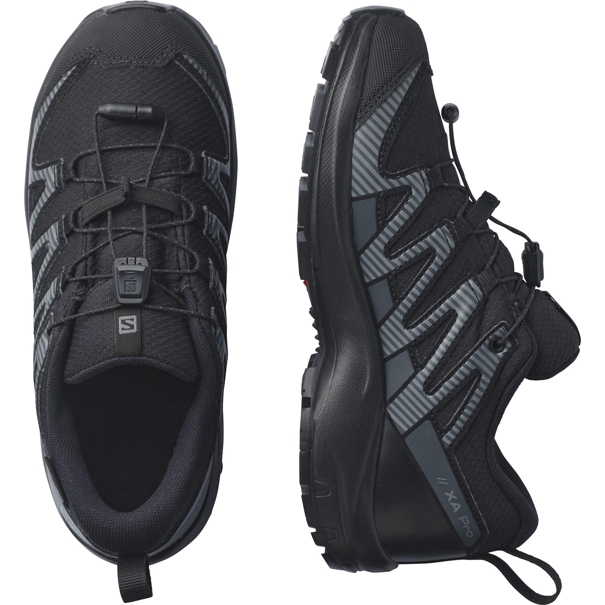 Salomon Junior XA PRO V8 CLIMASALOMON™ WATERPROOF Outdoor Shoes for Kids, Black / Black / Ebony, 1