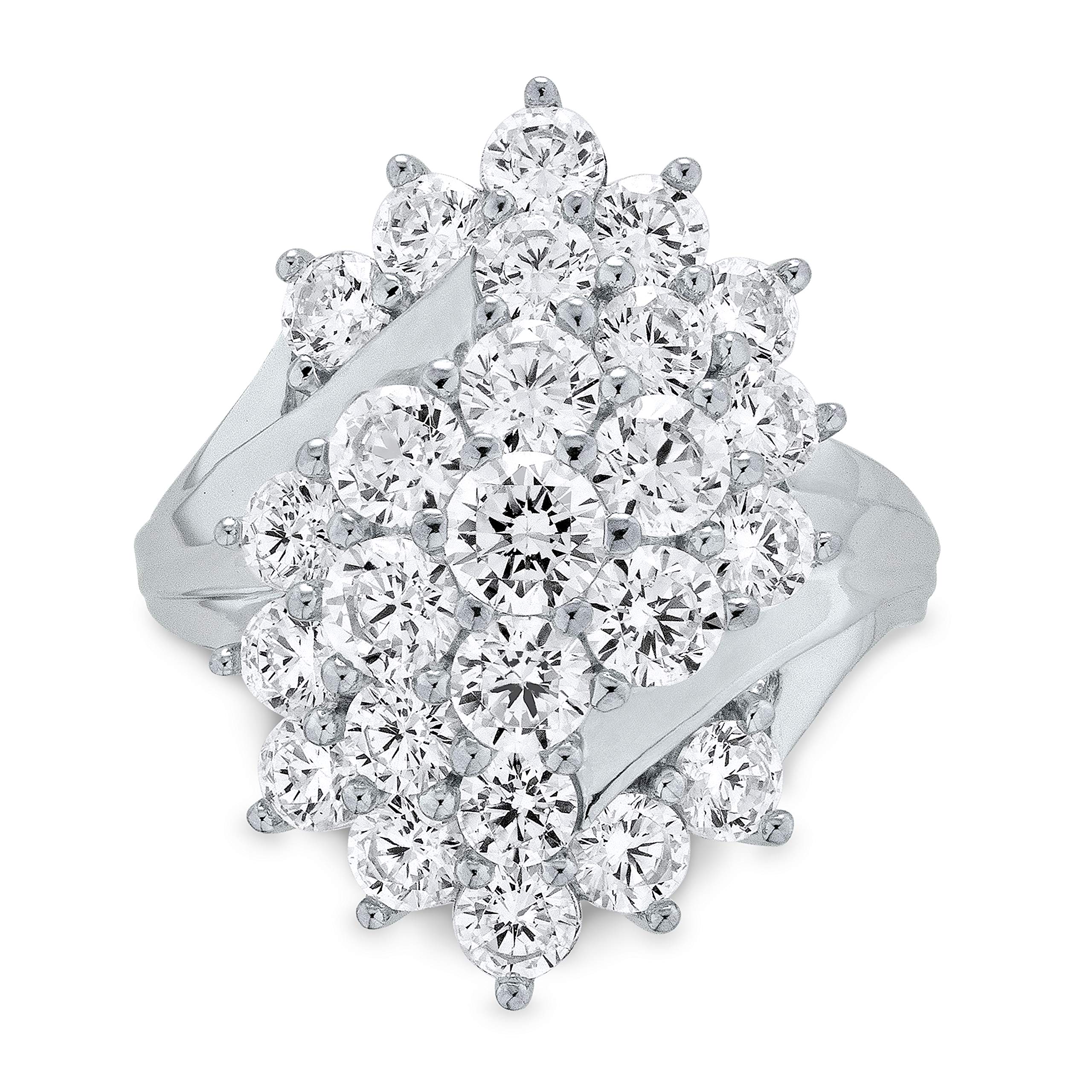 Lexi and Rose .925 Sterling Silver Cubic Zirconia Multi-Shank Cluster Cocktail Ring - Size 9