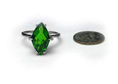 R6497 Fancy Cut Green Helenite Marquise Shape Sterling Silver Mordorn Ring (6)