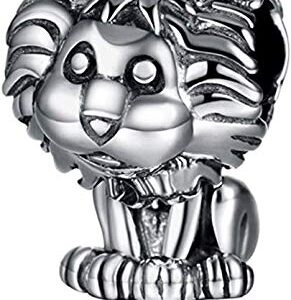 Bolenvi Crowned Lion King 925 Sterling Silver Charm Bead for Pandora & Similar Charm Bracelets or Necklaces