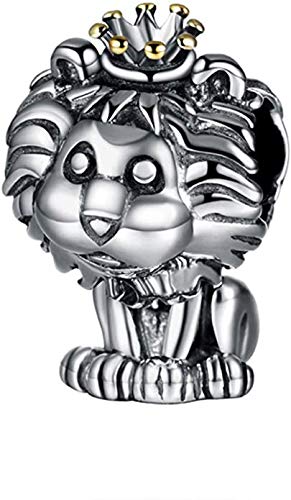 Bolenvi Crowned Lion King 925 Sterling Silver Charm Bead for Pandora & Similar Charm Bracelets or Necklaces